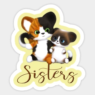 Two Kitty Cats Sisters Sticker